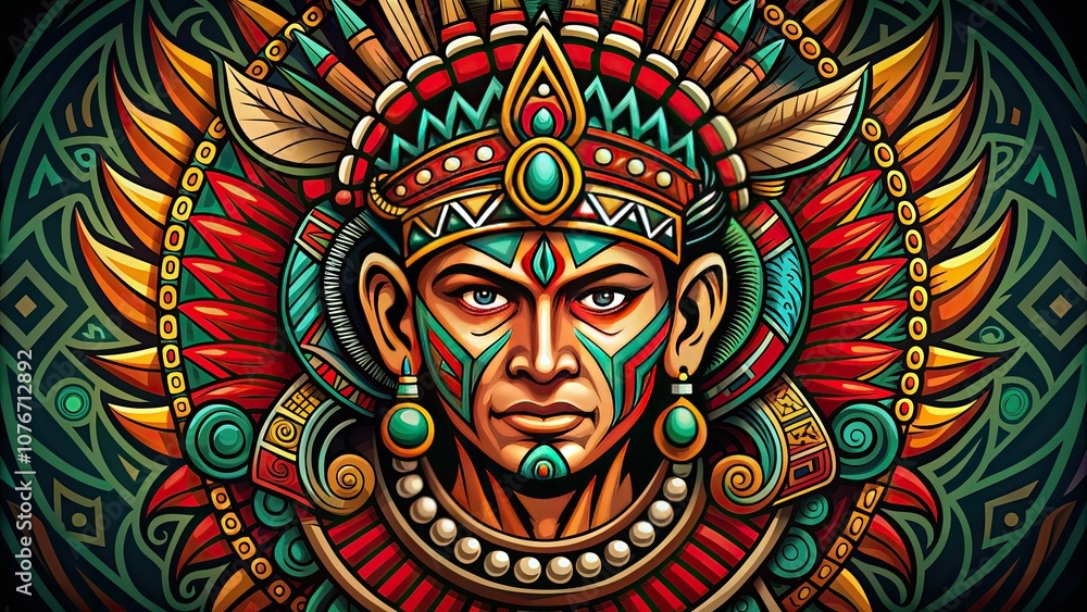 Fototapeta premium Dayak Tribe Mascot Logo Design with Cultural Elements and Copy Space for Branding