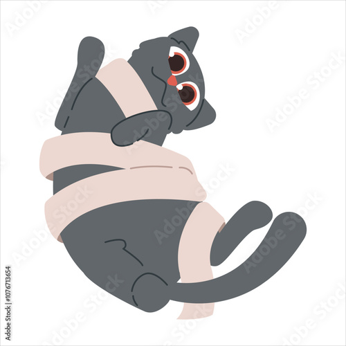 Cute Halloween Cat mummy. Holidays cartoon character