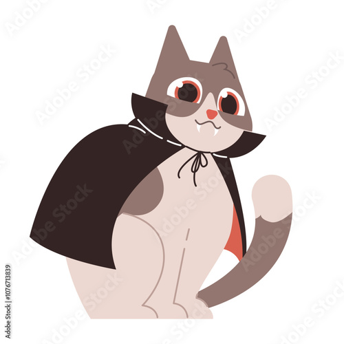 Cute Halloween Cat vampire. Holidays cartoon character