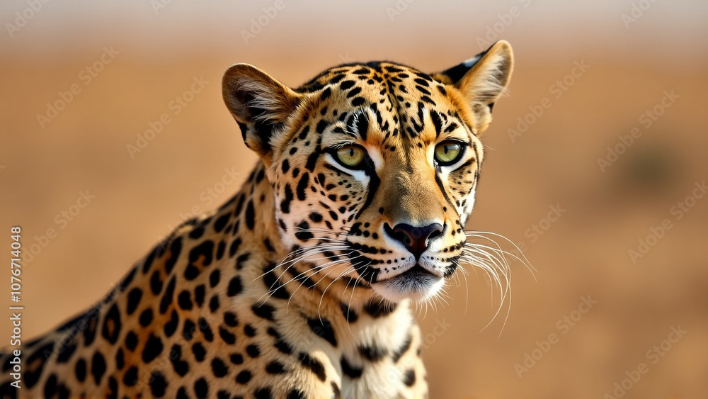 Fototapeta premium Majestic Leopard Portrait in a Natural Habitat Setting