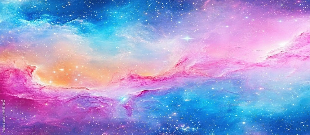 A vibrant cosmic scene featuring swirling colors of pink and blue. A vibrant cosmic scene featuring swirling colors of pink and blue.