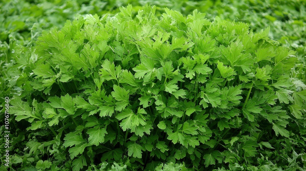 A lush green bunch of parsley, commonly used as a culinary herb for flavor and garnish. A lush green bunch of parsley, commonly used as a culinary herb for flavor and garnish.