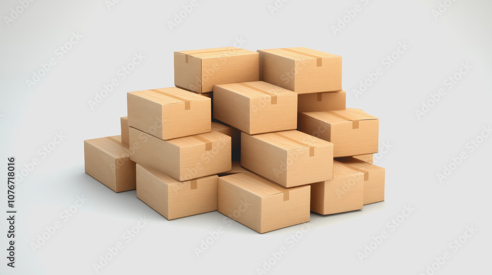 Fototapeta premium Stacked Shipping Boxes on a Smooth Gradient Background for Logistics and Transportation Concepts in Visualization