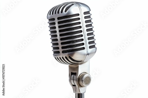 Vintage Silver Microphone with a Black Grille