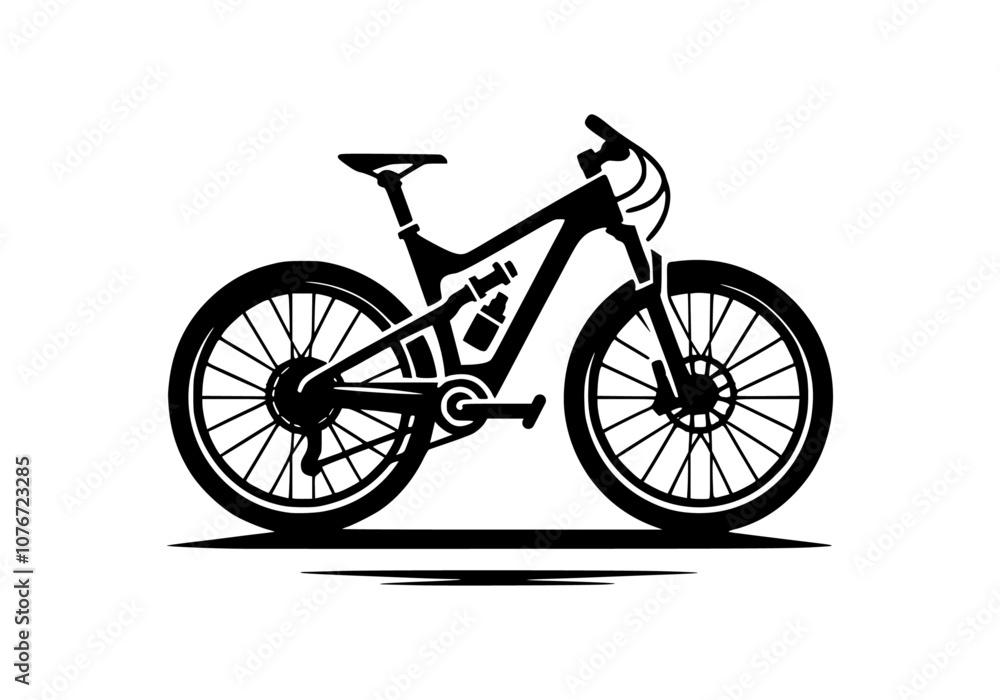 Fototapeta premium A silhouette vector of a modern bicycle, isolated on a white background.