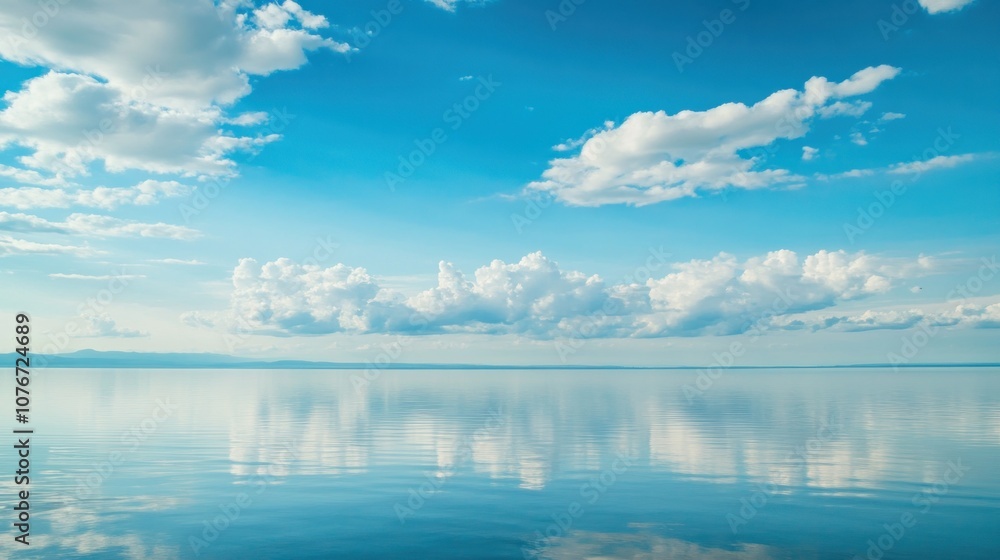Obraz premium Serene Lake Reflecting Clouds