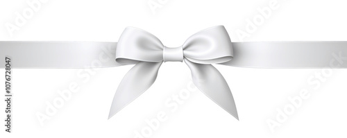 white ribbon bow decoration isolated on white or transparent png photo