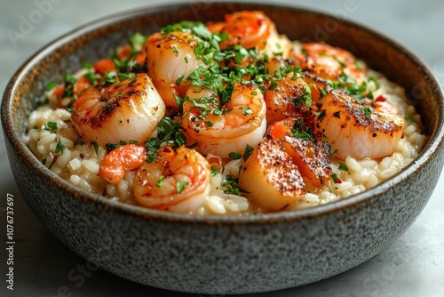 Seafood Risotto with Scallops and Shrimp photo