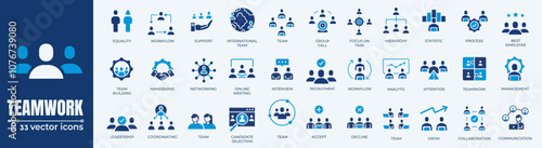 Business teamwork, team building, work group and human resources minimal thin line web icon set. Outline icons collection. Simple vector illustration