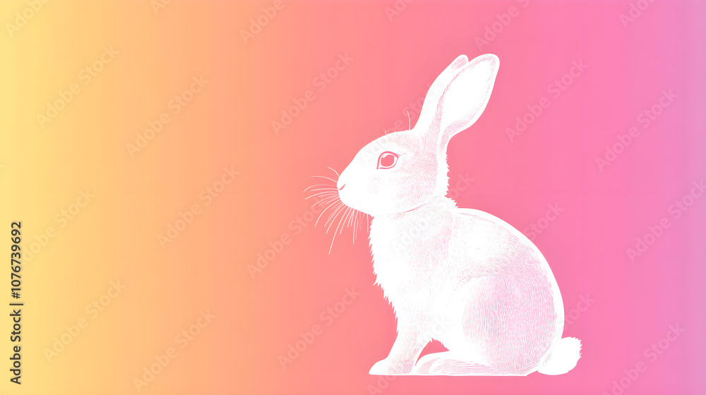 Obraz premium Minimalist bunny silhouette in soft pastel colors, evoking calmness