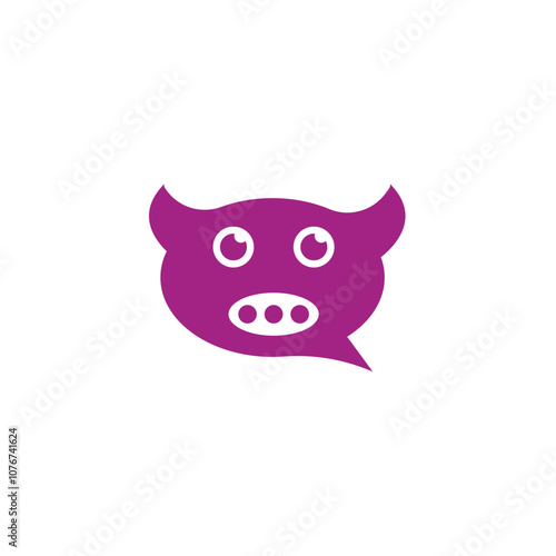 pig chat message cow logo design