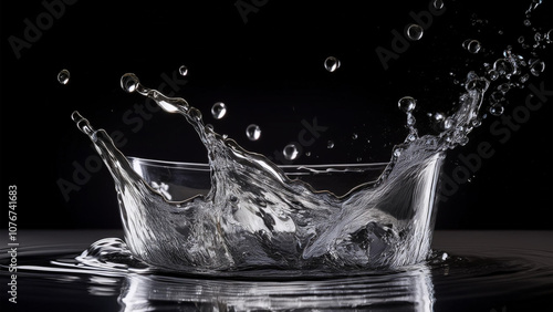 黒い背景に波打つ水のグラフィック素材