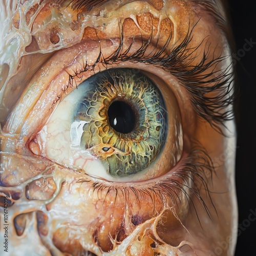 Capture the essence of metabolism in a photorealistic style at eye level, emphasizing intricate details and vibrant colors
