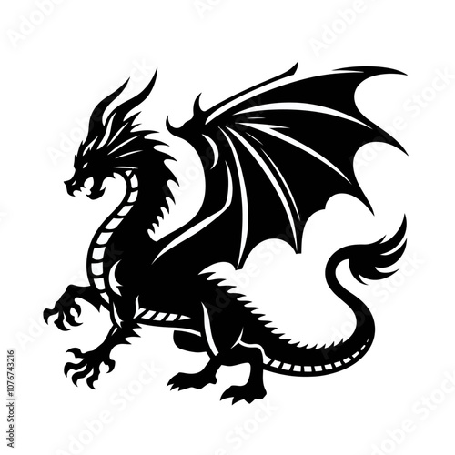 Wallpaper Mural black and white dragon Torontodigital.ca