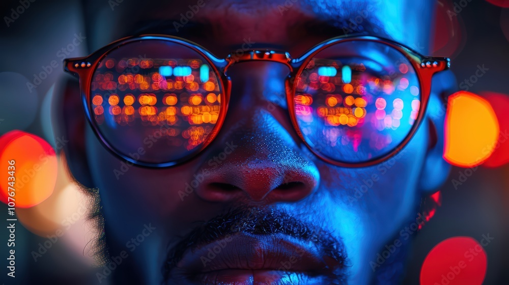 Close-Up Portrait of Black Male Programmer Working on Computer, Code Reflected in Glasses While Developing Cybersecurity Software Close-Up Portrait of Black Male Programmer Working on Computer, Code Reflected in Glasses While Developing Cybersecurity Software