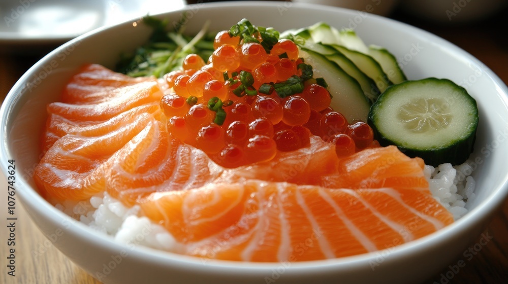 Delicious Salmon Donburi Bowl Presentation Delicious Salmon Donburi Bowl Presentation