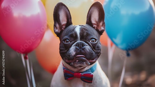 French Bulldog with Balloons