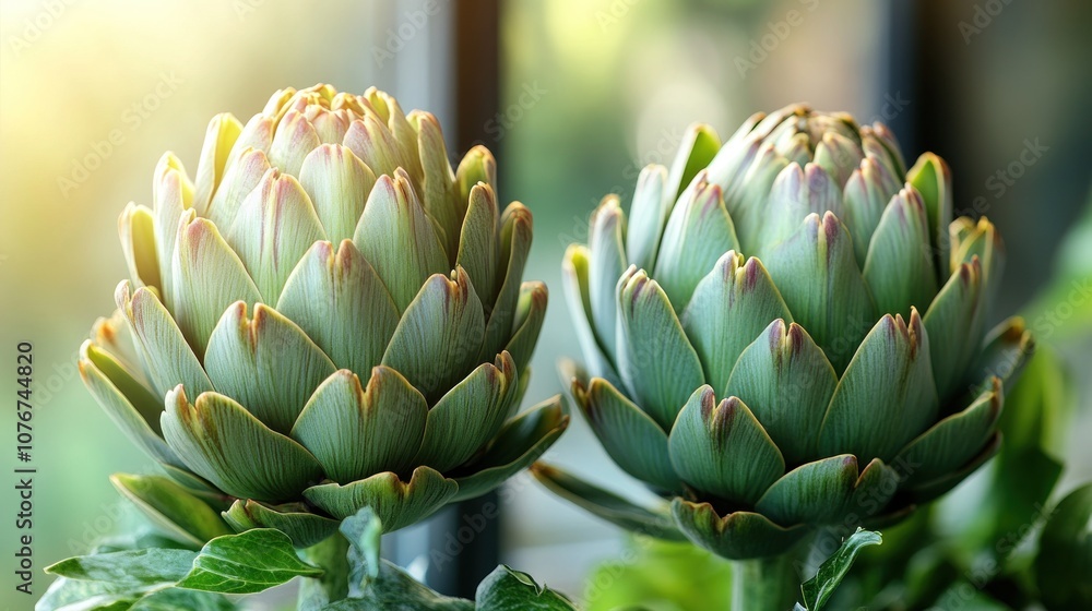Fototapeta premium Close-up of Two Artichokes