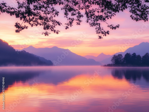 sunset over the lake