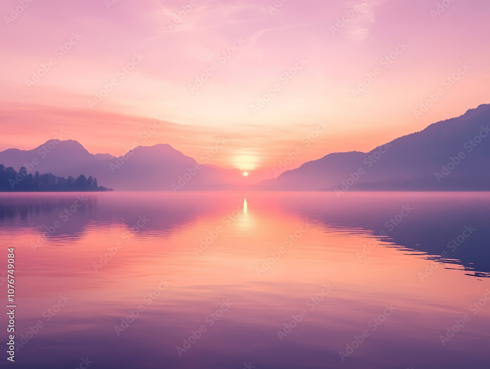 Obraz premium sunset over the lake