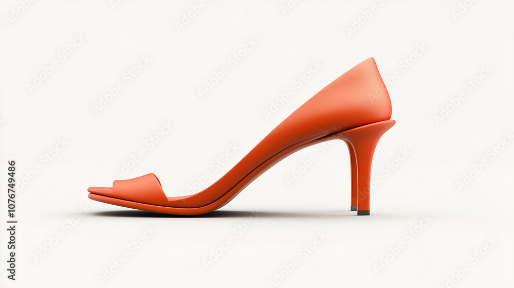 Elegant orange high heel shoe with sleek design and open toe. Perfect for fashion enthusiasts and stylish occasions, on white background. Elegant orange high heel shoe with sleek design and open toe. Perfect for fashion enthusiasts and stylish occasions, on white background.
