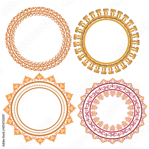 Damask floral ornaments pattern set border frame illustration photo