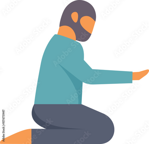 Bearded homeless man is kneeling and begging for money