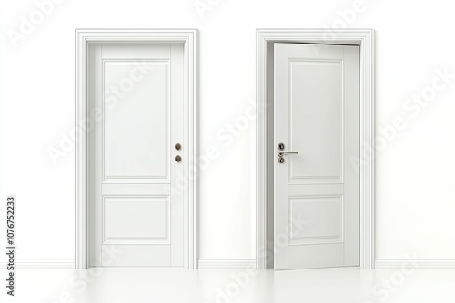 Wallpaper Mural Two White Doors with Different Openings in a White Room Torontodigital.ca