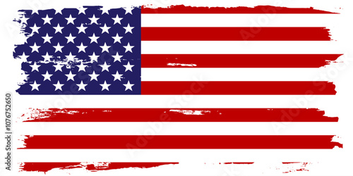 American flag grunge paint texture. USA Flag. Distressed US symbol, United States flag Vector Illustration for Celebration Holiday 4 of July American President Day.