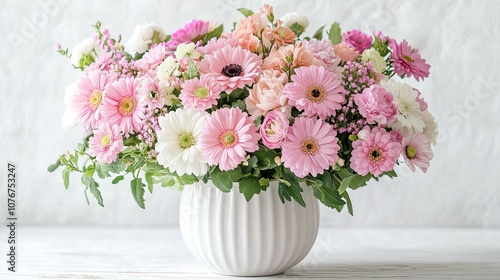 Wallpaper Mural Pink and White Gerbera Daisies in a White Vase Torontodigital.ca