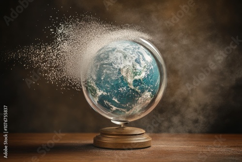 Digital dust off the outside of a glass globe photo