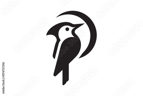 woodpecker vector silhouette illustration isolated in white background photo