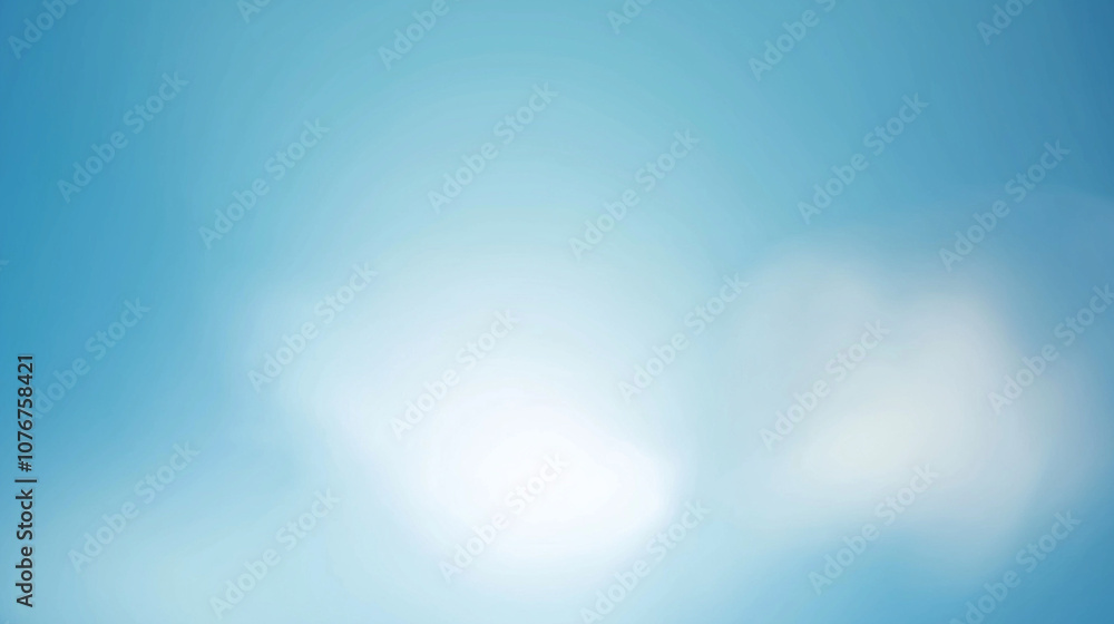 Obraz premium Minimalist gradient background in light blue and sky blue tones, with a smooth transition for a calming visual effect. Flat, blurred design in a high-resolution vector style, providing a subtle, reali