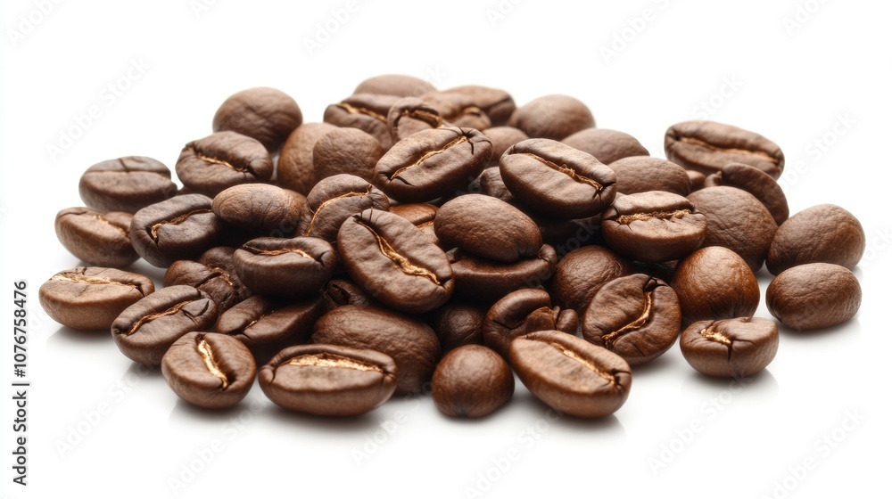 Scattered Coffee Beans on White Background Scattered Coffee Beans on White Background