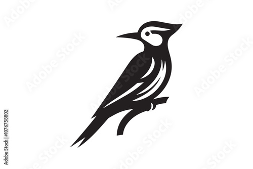 woodpecker vector silhouette illustration isolated in white background photo