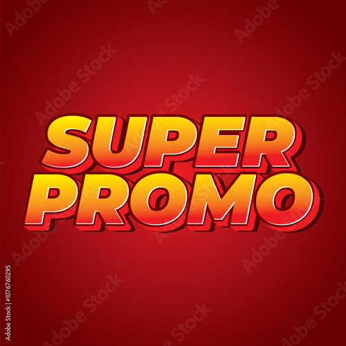 Super promo. Text effect in square size with bold font and 3D look