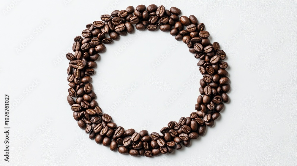 Neat Arrangement of Roasted Coffee Beans in Circle Neat Arrangement of Roasted Coffee Beans in Circle