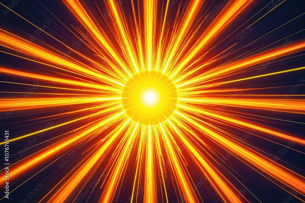 Obraz premium Vibrant Orange and Yellow Light Rays Creating a Radiant Burst of Brightness