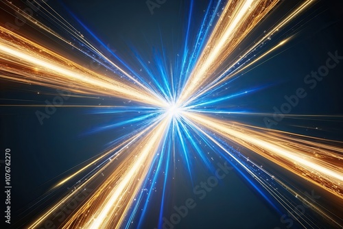 Vibrant Blue and Gold Diagonal Flare Effect with Radiant Energy Tendrils