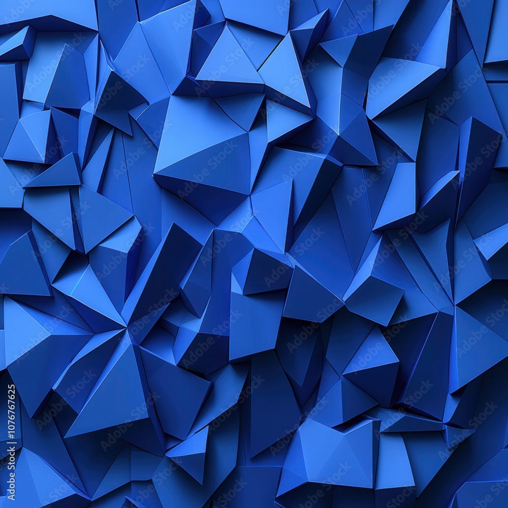 Fototapeta premium A textured abstract background featuring a dynamic arrangement of blue geometric shapes, creating depth and visual interest.