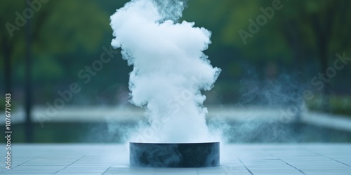 Vapor Trail from E-Cigarette in Focus with Blurred Background photo