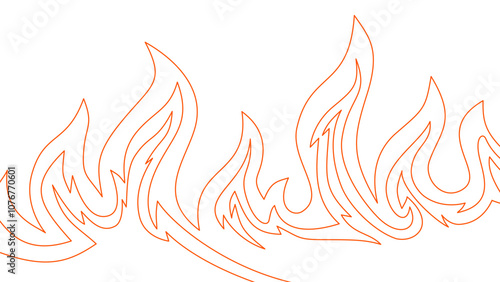 flame lines. Background with fire lines. Outline of flames as a background. Fire border. Continuous fire line design. Flame outline background.