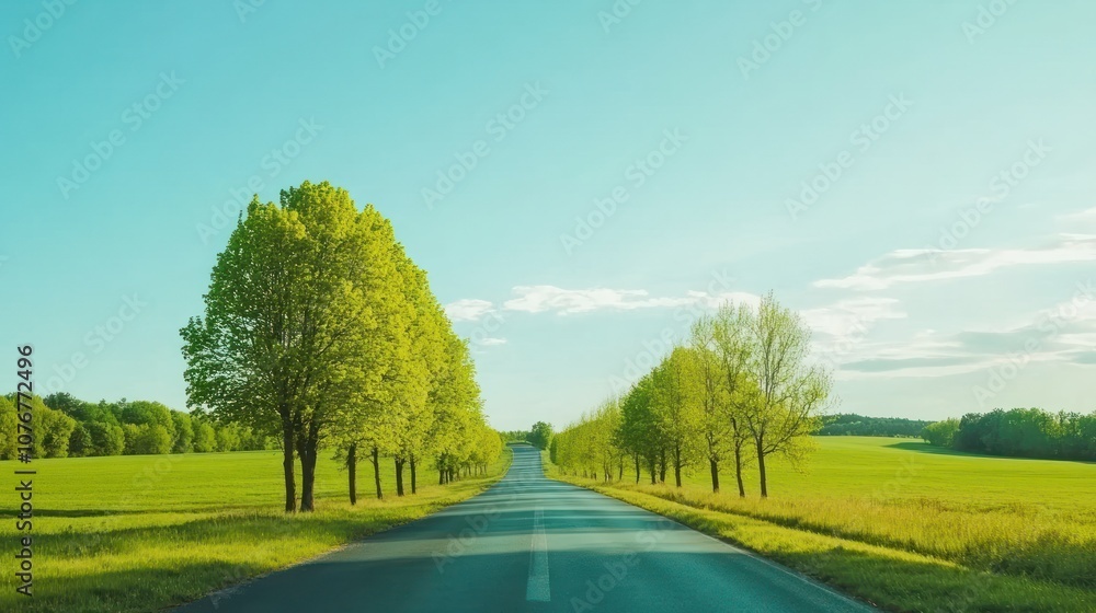 Obraz premium Road Through Green Fields