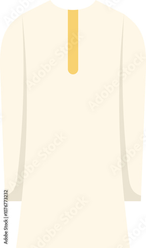 Traditional white jubba thobe tunic with golden button closure showing arab culture