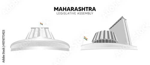Set of Maharashtra Legislative Assembly vector on white isolated