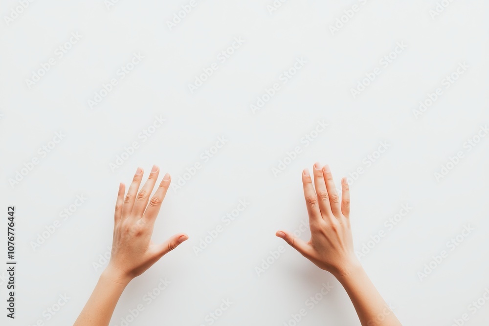 Minimalist Image of Two Hands Reaching Out on a Clean White Background Minimalist Image of Two Hands Reaching Out on a Clean White Background