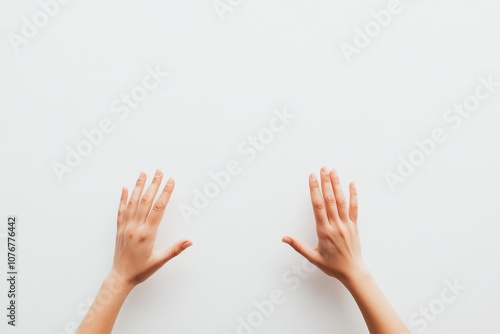 Minimalist Image of Two Hands Reaching Out on a Clean White Background