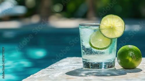 Refreshing Lime Drink by the Pool