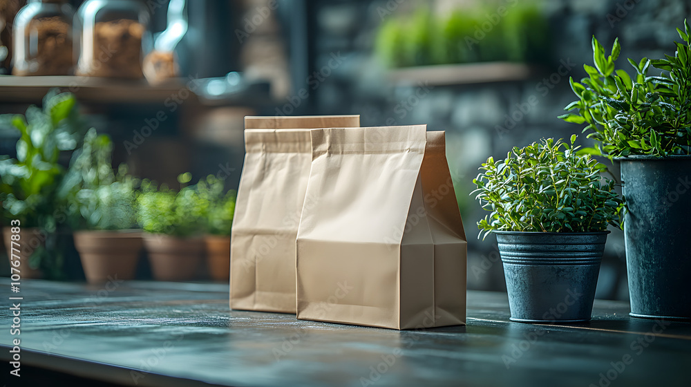 The two images above show an unfolded kraft paper bag and a card with natural textures
The two images above show an unfolded kraft paper bag and a card with natural textures