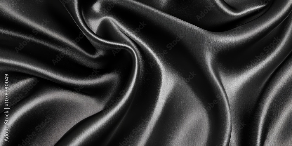Luxurious black satin fabric with rich folds, creating a soft and flowing texture. Elegant and vibrant material ideal for backgrounds, banners, or fashion-themed projects. Luxurious black satin fabric with rich folds, creating a soft and flowing texture. Elegant and vibrant material ideal for backgrounds, banners, or fashion-themed projects.